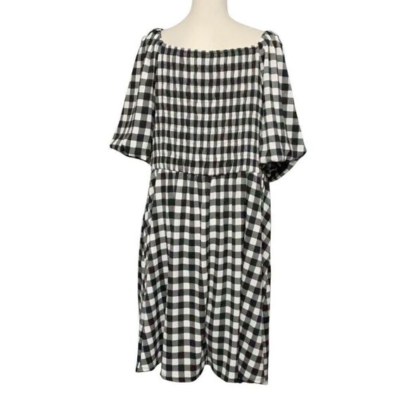 LuLaRoe Black White Checker Alina Dress NWT Stretch Short Balloon Sleeve Sz 2XL - Picture 3 of 5